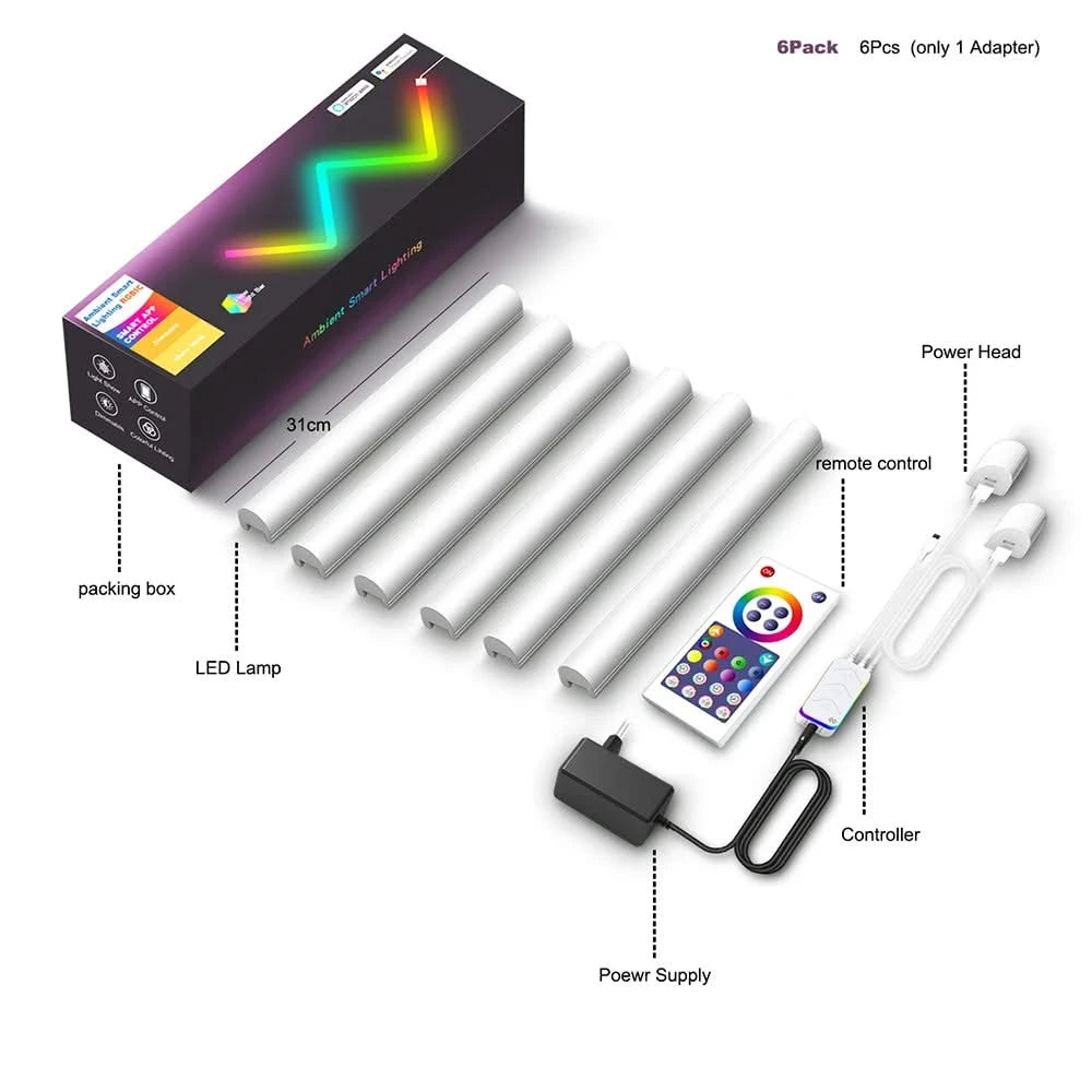 Smart TuYa Wifi RGB LED Wall Lights - Music Sync for Bedroom & Gaming