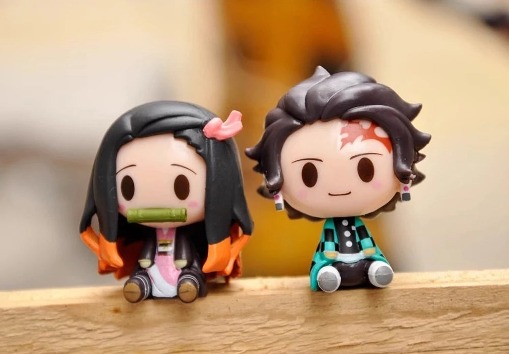 4PCS Anime Demon Slayer Mini Figurines Set - Nezuko, Tanjirou, Zenitsu, Inosuke