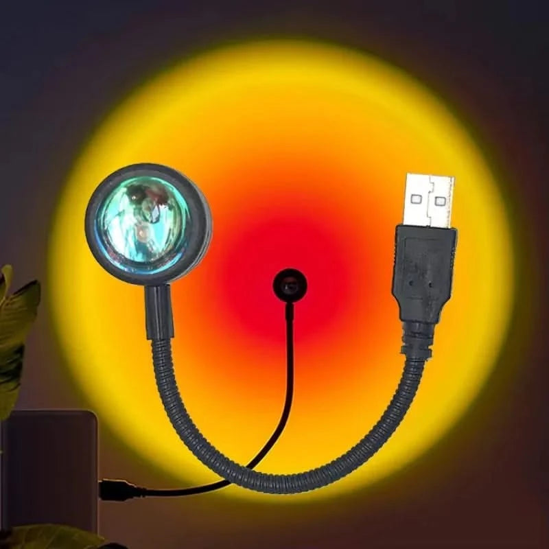 USB Sunset Lamp LED Rainbow Projector - Night Light for Home Decor