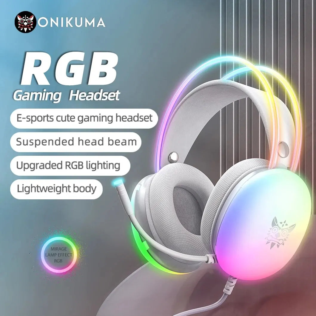 ONIKUMA Gaming Headphones - Full RGB Lighting, Mic