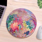 Runde Disco-Ball-Mauspad aus Gummi, pink, ästhetisches Geschenk