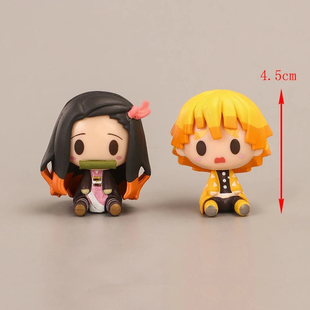4PCS Anime Demon Slayer Mini Figurines Set - Nezuko, Tanjirou, Zenitsu, Inosuke