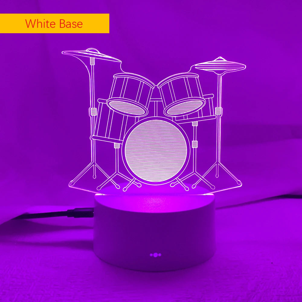 Creative Drum Set 3D Lamp LED with Remote & Touch Switch - 7 Color Change