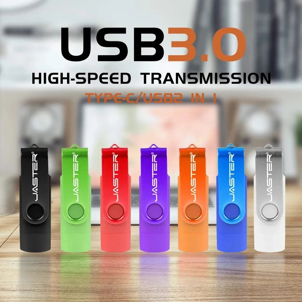 128GB USB 3.0 Type-C Flash Drive – High Speed Pen Drive with Keychain