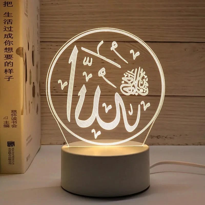 USB LED 3D Acrylic Night Light for Ramadan EID Mubarak Festival Decor