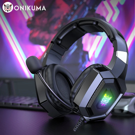 ONIKUMA K8 RGB Gaming Headset – Surround Sound Wired Headphones with Mic