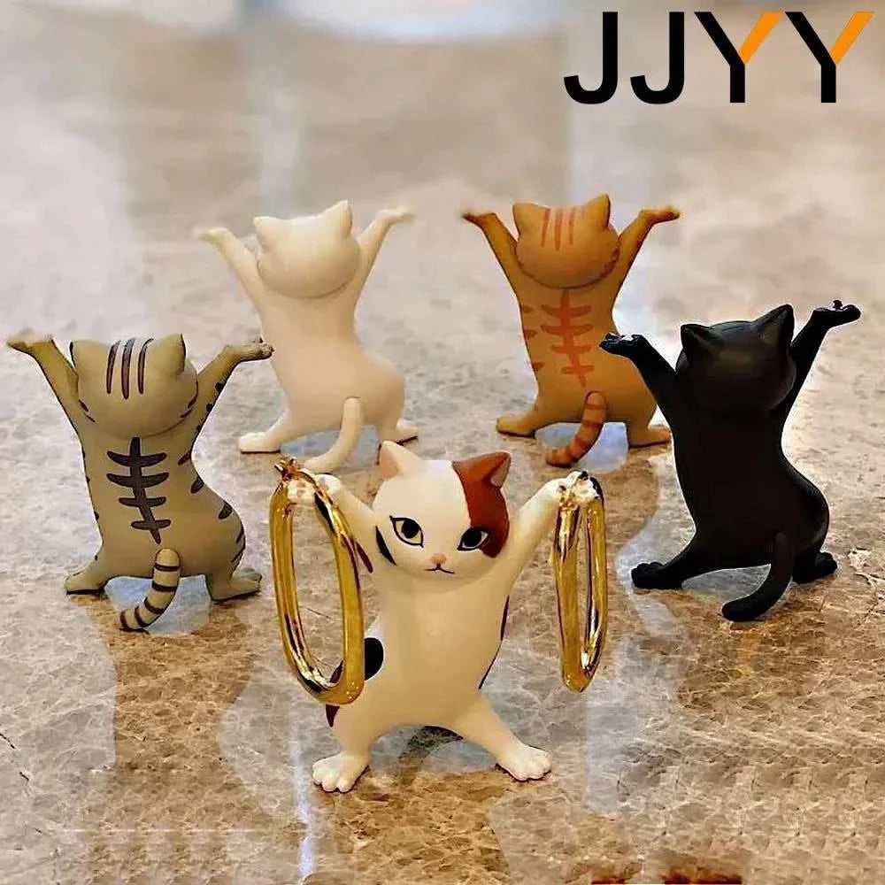 JJYY Cat Statue Pencil Holder - Cute Animal Desktop Decoration