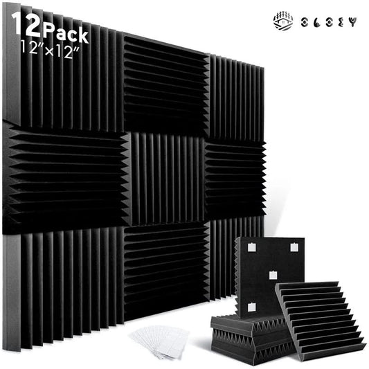12-Pack Soundproof Foam Panels – Acoustic Wall Panels for Studio & Home