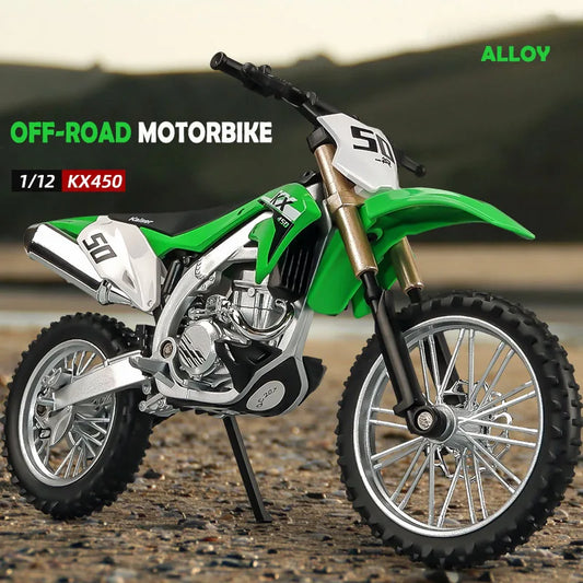1:12 Scale Kawasaki KX450 Off-Road Motorbike Diecast Model Toy