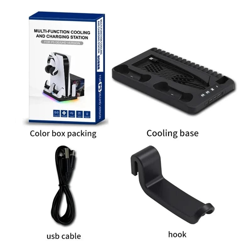GAMINJA PS5 Charging Dock Station & Cooling Fan Vertical Stand