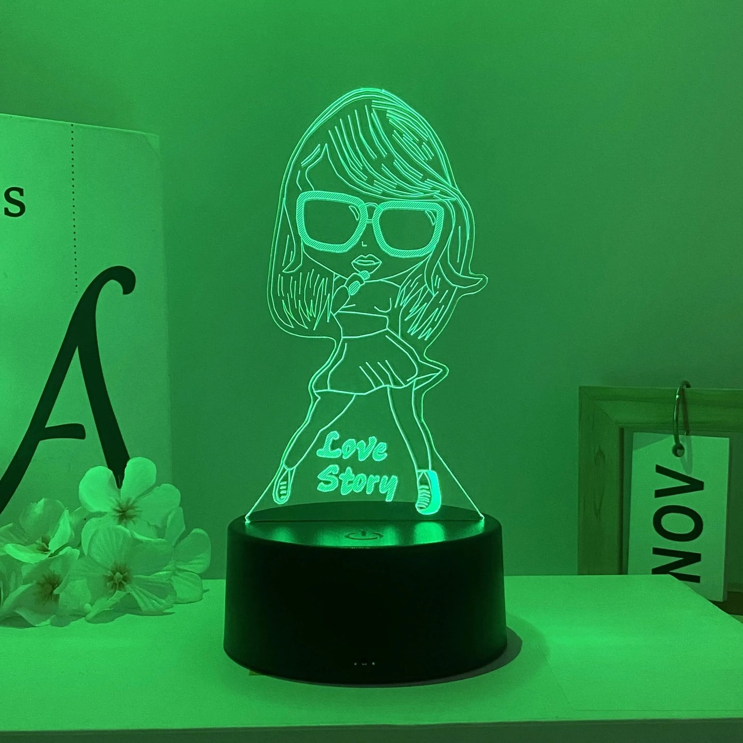 Karaoke Girl Pattern 3D Nightlight, USB Ambiance Light for Bedroom