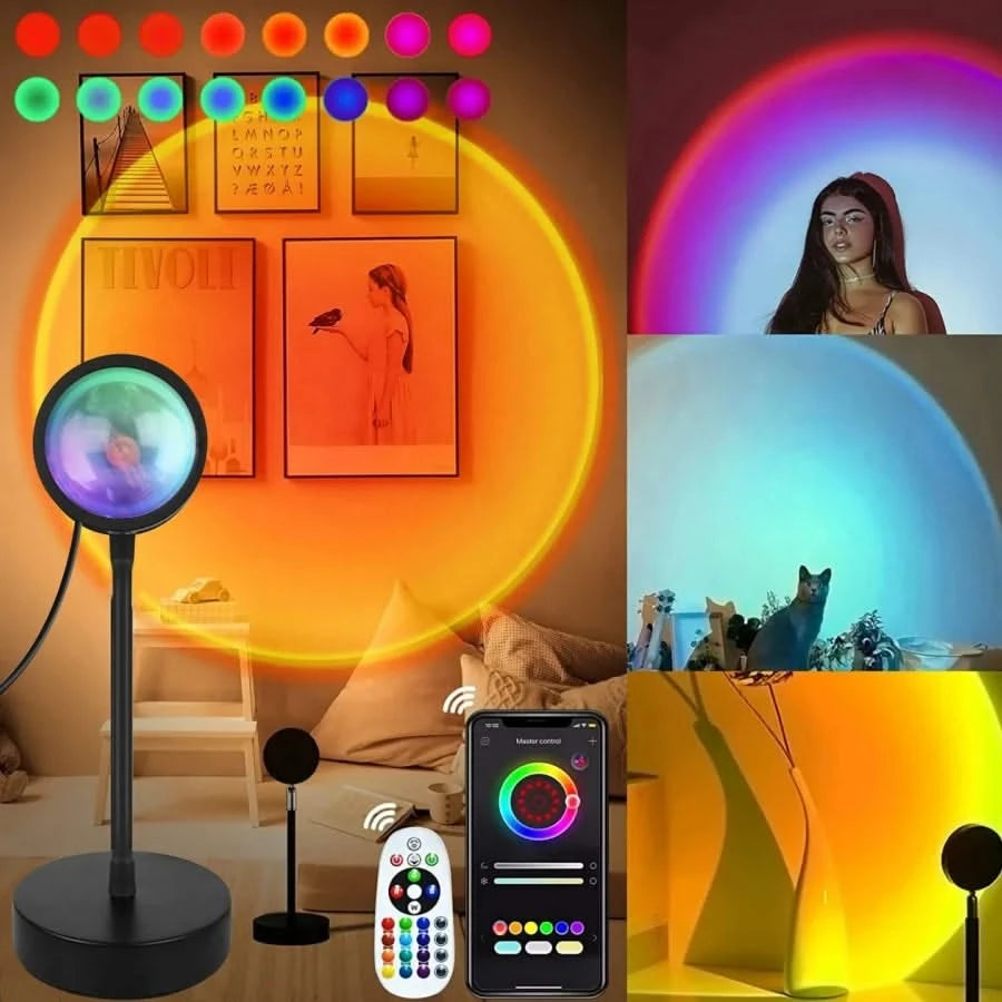 Smart Sunset LED Lamp – RGB Projection with Tuya App & Remote Control for Home Decor