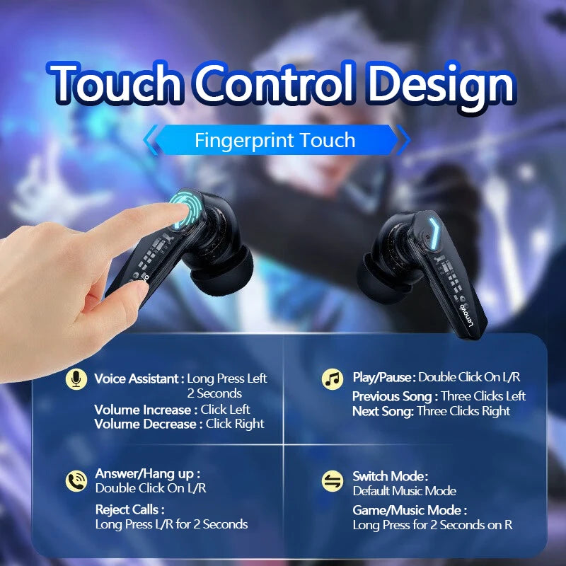 Lenovo GM2 Pro Bluetooth 5.3 Gaming Earphones with Noise Reduction