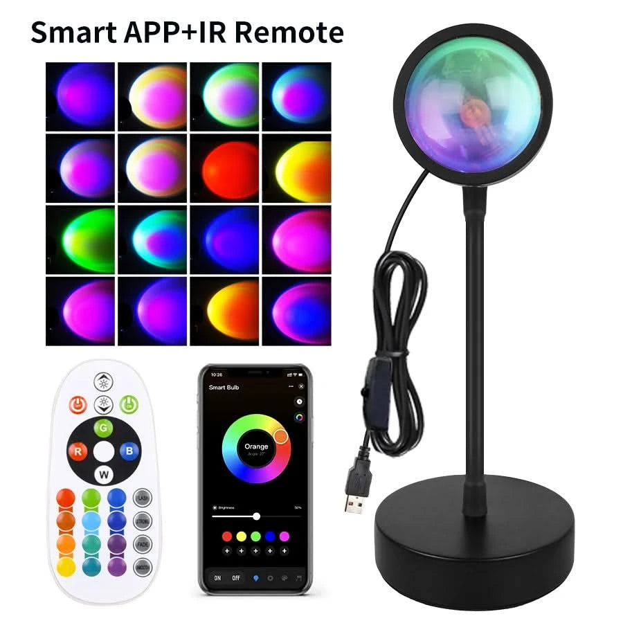 Smart Sunset LED Lamp – RGB Projection with Tuya App & Remote Control for Home Decor