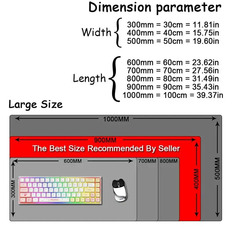800x400 Minimalist Mouse Pad – Large Non-Slip Desk Mat