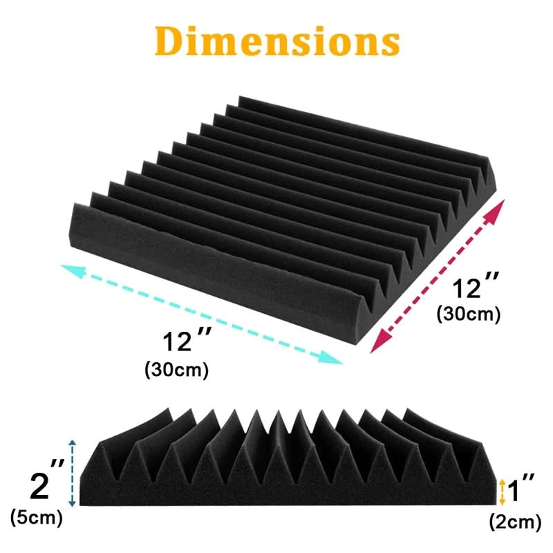12-Pack Soundproof Foam Panels – Acoustic Wall Panels for Studio & Home