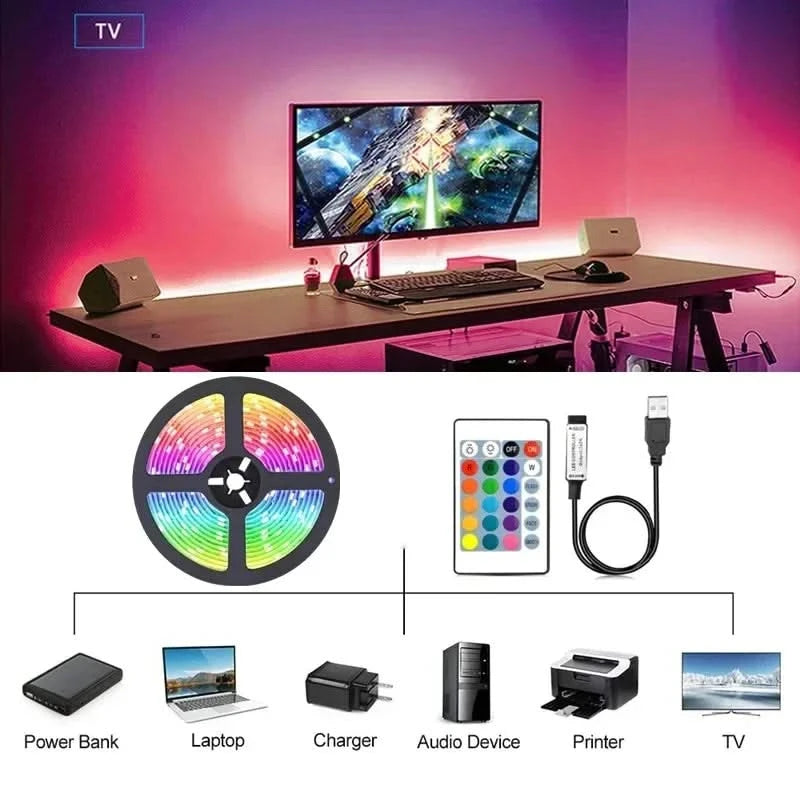 USB RGB LED Strip Lights – APP Controlled Color-Changing Tape Light for Home Decor
