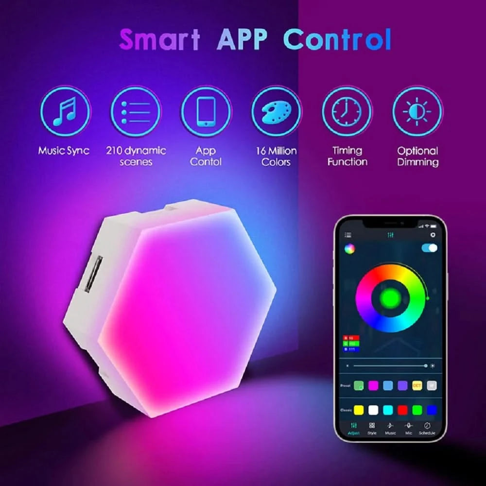 RGB Hexagon Wall Lamp – Music Sync & DIY Ambient Smart Lighting
