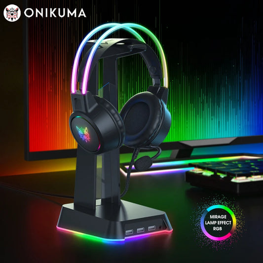 ONIKUMA RGB Gaming Headphones with HD Mic for PC, PS4, Xbox, Switch