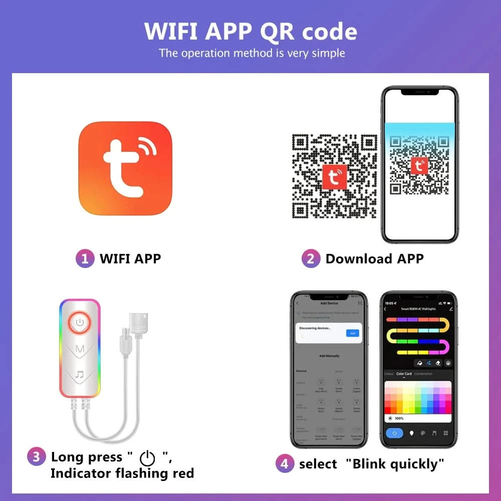 Smart RGBIC WiFi Wall Light – DIY Splicing LED for Gaming & Decor