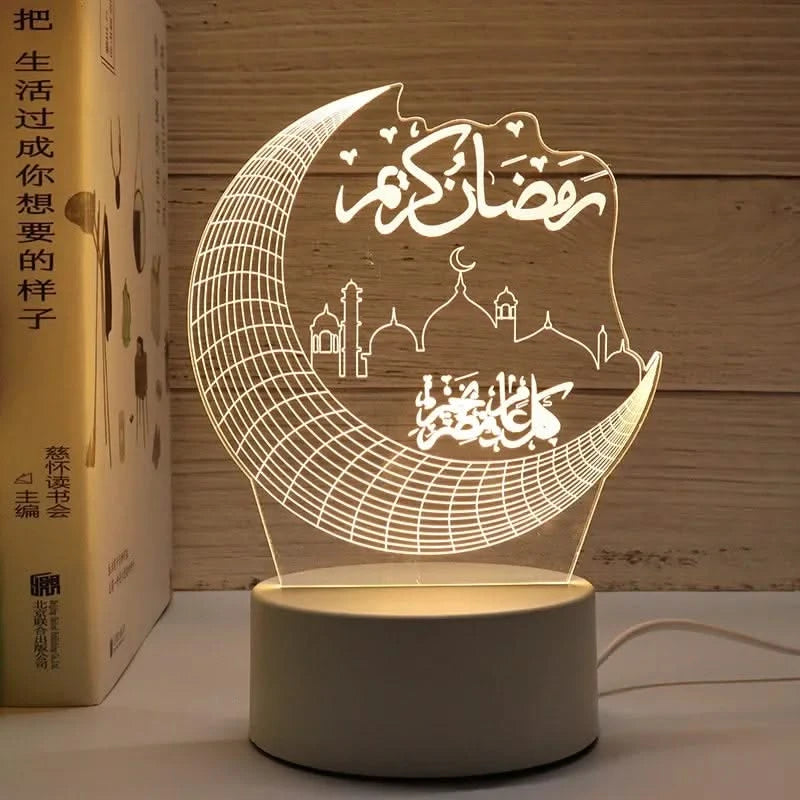 USB LED 3D Acrylic Night Light for Ramadan EID Mubarak Festival Decor