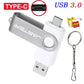 128GB USB 3.0 Typ-C Flash-Laufwerk – High-Speed-USB-Stick mit Schlüsselanhänger