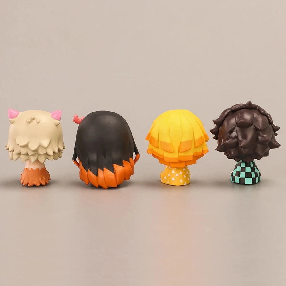 4PCS Anime Demon Slayer Mini Figurines Set - Nezuko, Tanjirou, Zenitsu, Inosuke