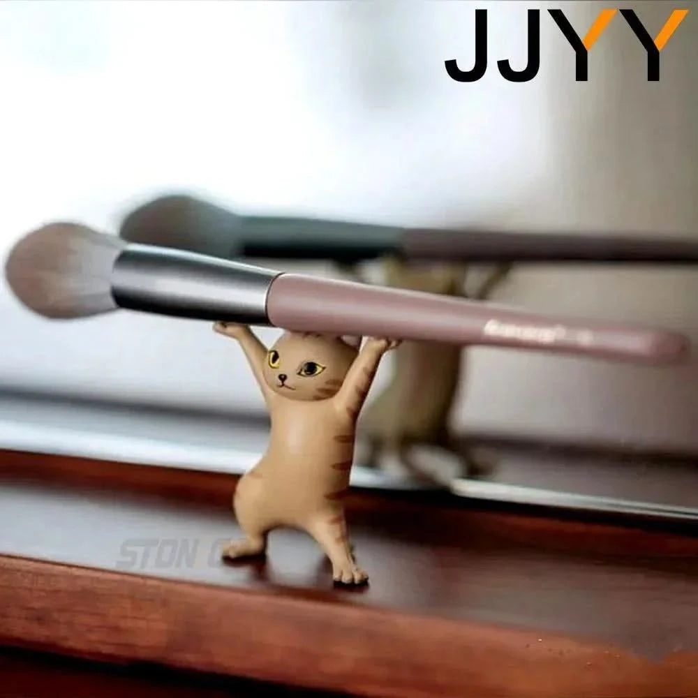 JJYY Cat Statue Pencil Holder - Cute Animal Desktop Decoration