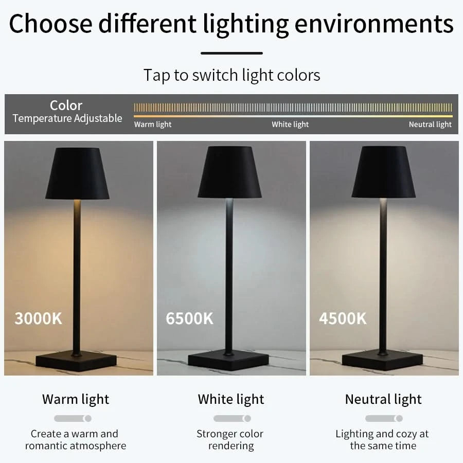 Rechargeable LED Table Lamp – Touch Dimmable Ambient Light for Desk and Home