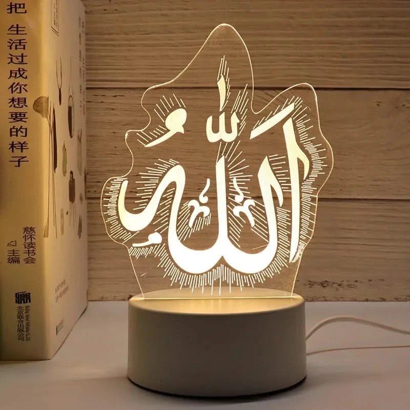 USB LED 3D Acrylic Night Light for Ramadan EID Mubarak Festival Decor