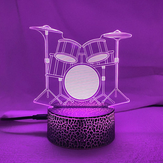Creative Drum Set 3D Lamp LED with Remote & Touch Switch - 7 Color Change