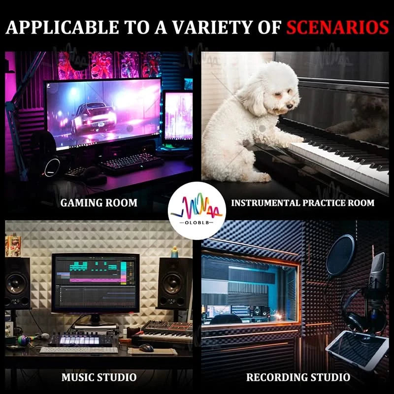 Acoustic Treatment Foam Panels - 6/12/24 Pcs Sound Isolation Wall Pads