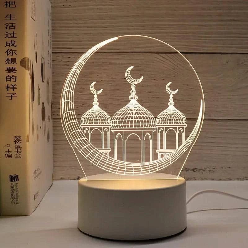 USB LED 3D Acrylic Night Light for Ramadan EID Mubarak Festival Decor
