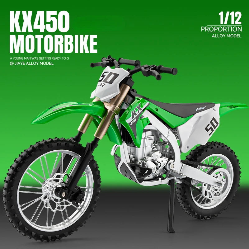 1:12 Scale Kawasaki KX450 Off-Road Motorbike Diecast Model Toy
