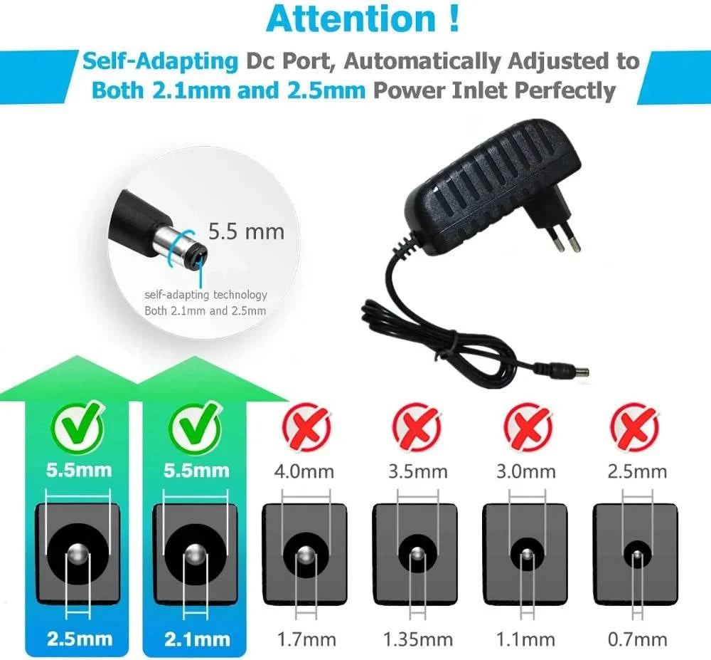 Universal 12V Power Adapter – 1A to 8A Charger for LED Lights and CCTV