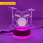 Kreative Schlagzeug-3D-Lampe LED mit Fernbedienung & Touch-Schalter - 7 Farbwechsel
