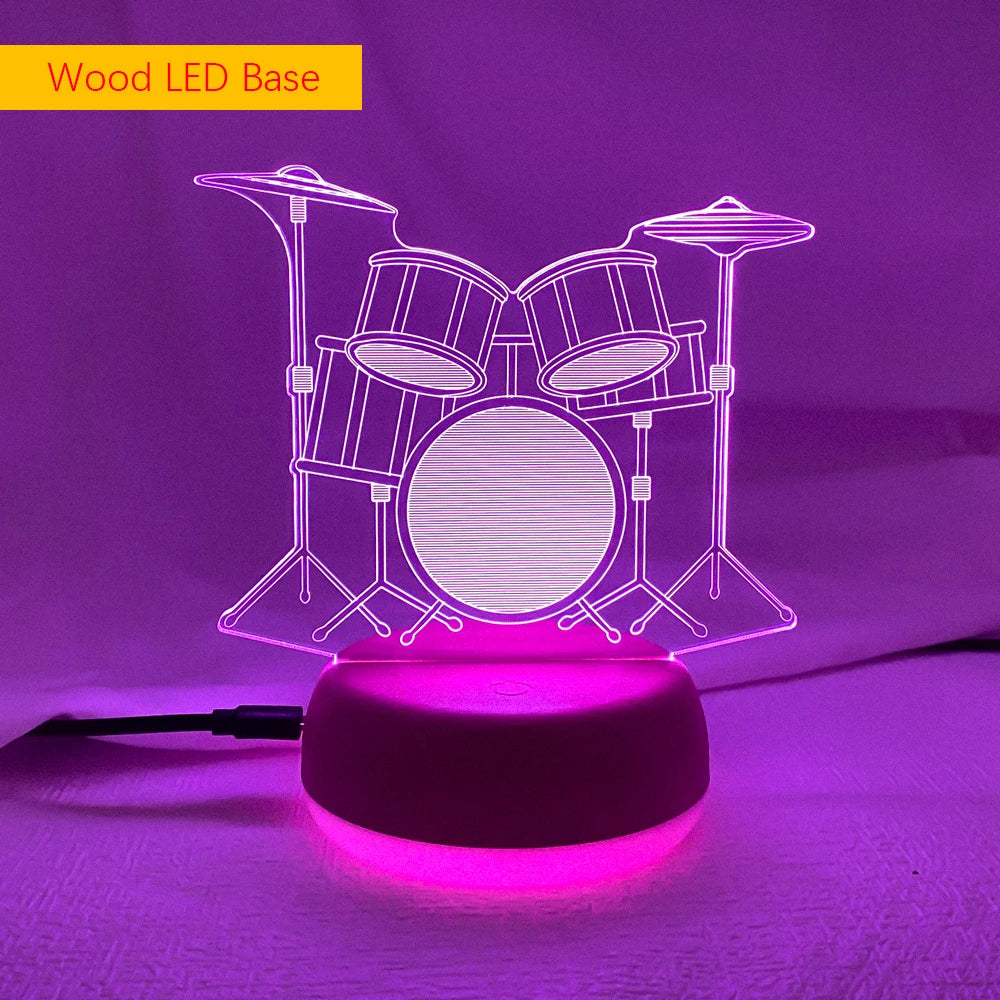 Creative Drum Set 3D Lamp LED with Remote & Touch Switch - 7 Color Change