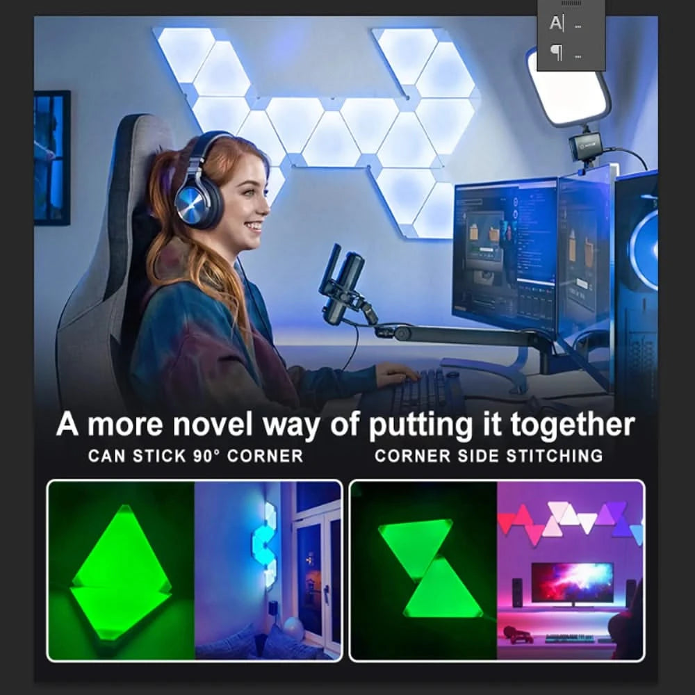 Super Thin WIFI Bluetooth USB LED Triangle Lamp - Smart Wall Light