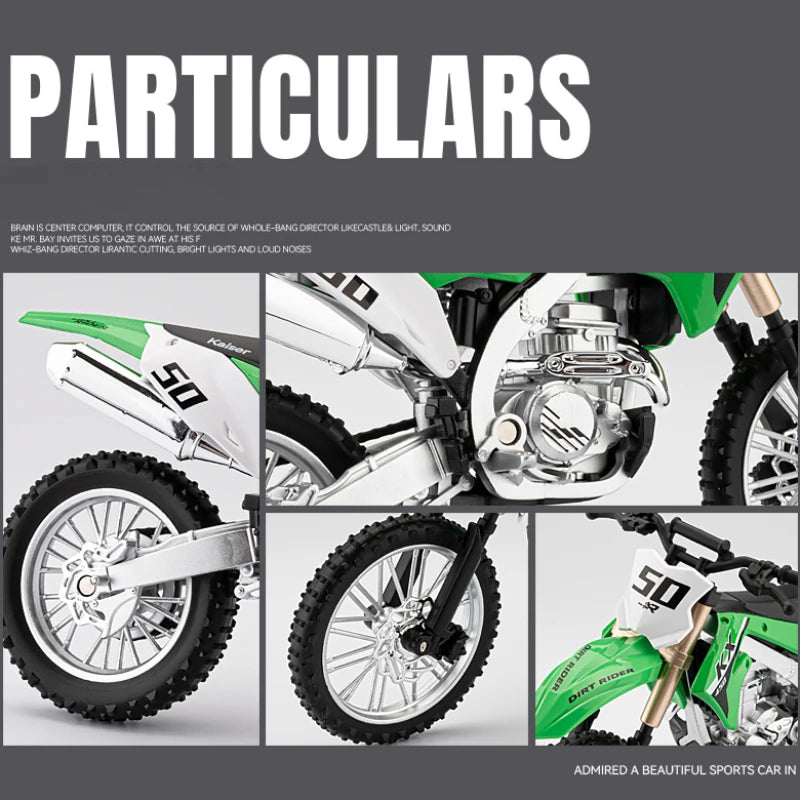 1:12 Scale Kawasaki KX450 Off-Road Motorbike Diecast Model Toy