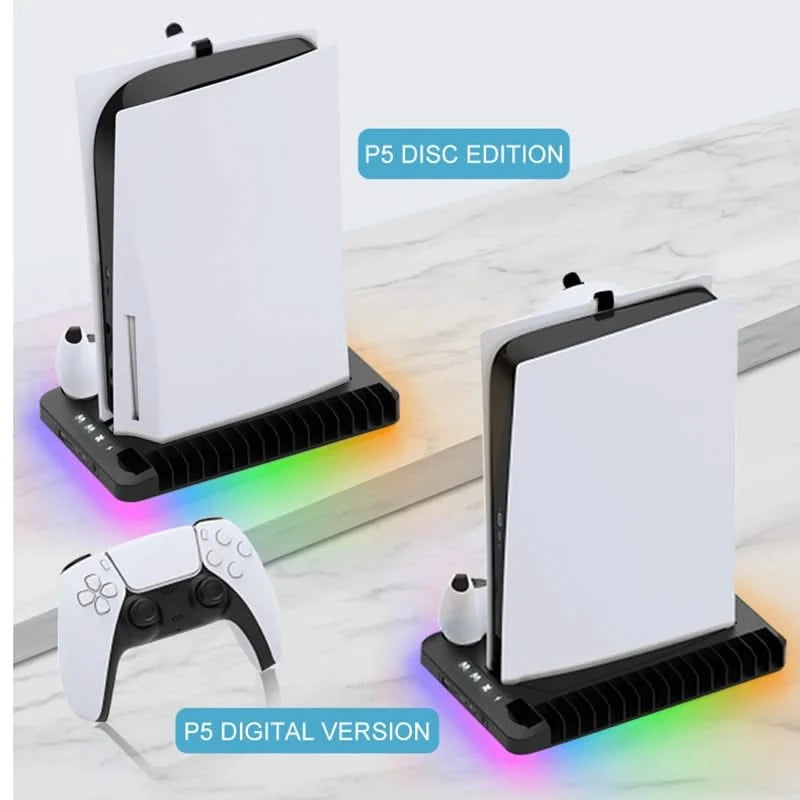 GAMINJA PS5 Charging Dock Station & Cooling Fan Vertical Stand