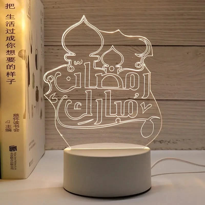 USB LED 3D Acrylic Night Light for Ramadan EID Mubarak Festival Decor
