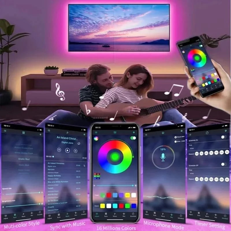 USB RGB LED Strip Lights – APP Controlled Color-Changing Tape Light for Home Decor