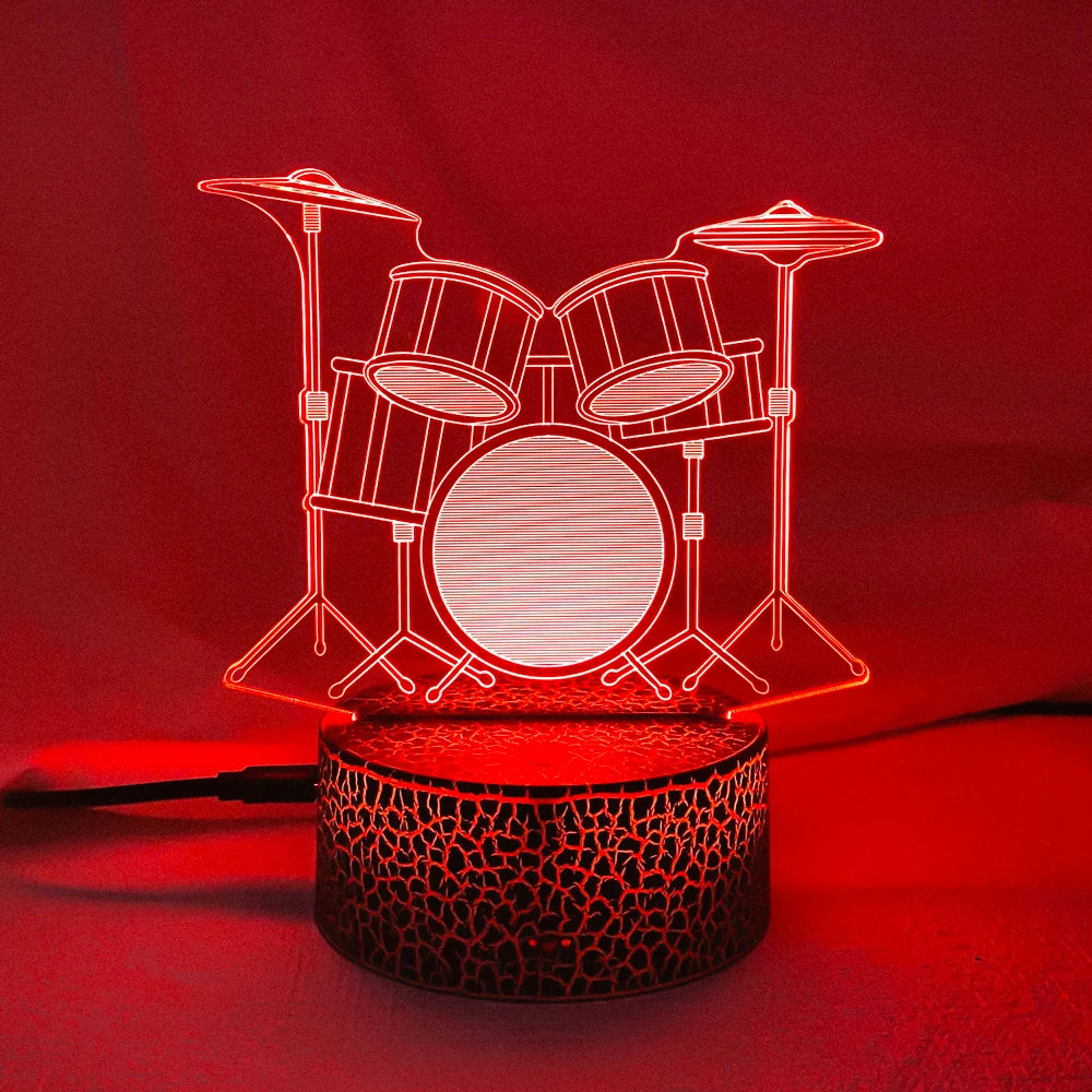 Creative Drum Set 3D Lamp LED with Remote & Touch Switch - 7 Color Change