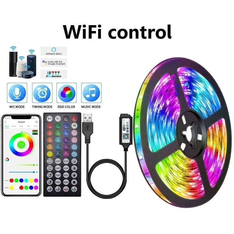 USB RGB LED Strip Lights – APP Controlled Color-Changing Tape Light for Home Decor
