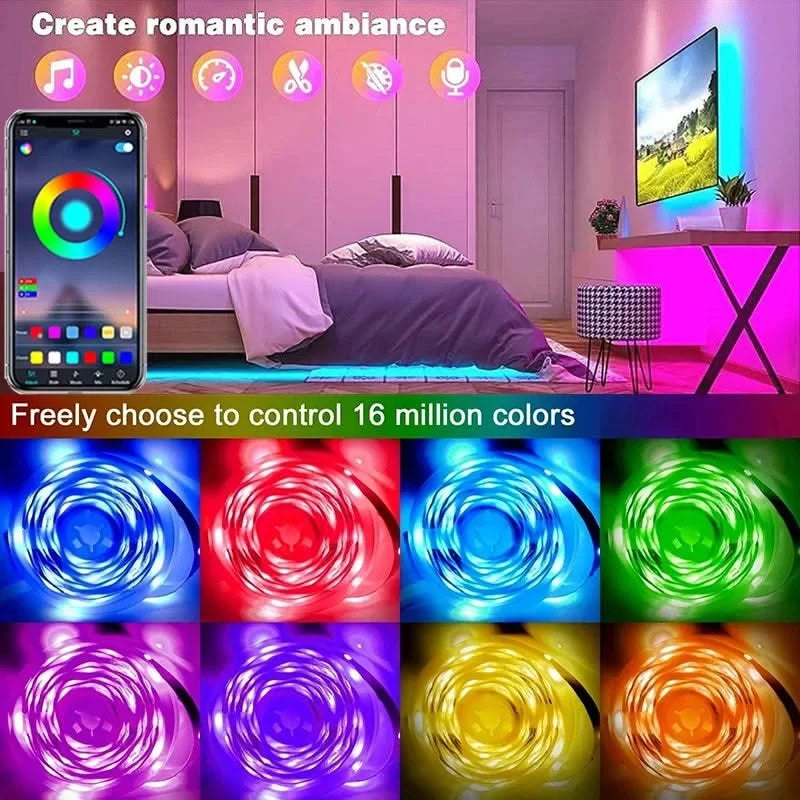 USB RGB LED Strip Lights – APP Controlled Color-Changing Tape Light for Home Decor