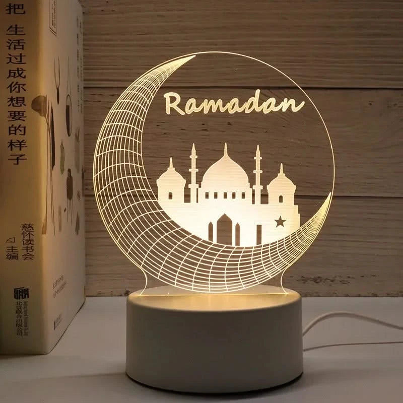 USB LED 3D Acrylic Night Light for Ramadan EID Mubarak Festival Decor