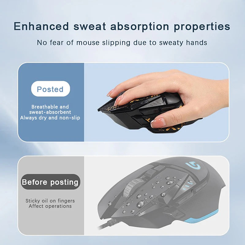 Non-Slip Mouse Grip Tape for G502 Hero - Sweat-Absorbent Sticker