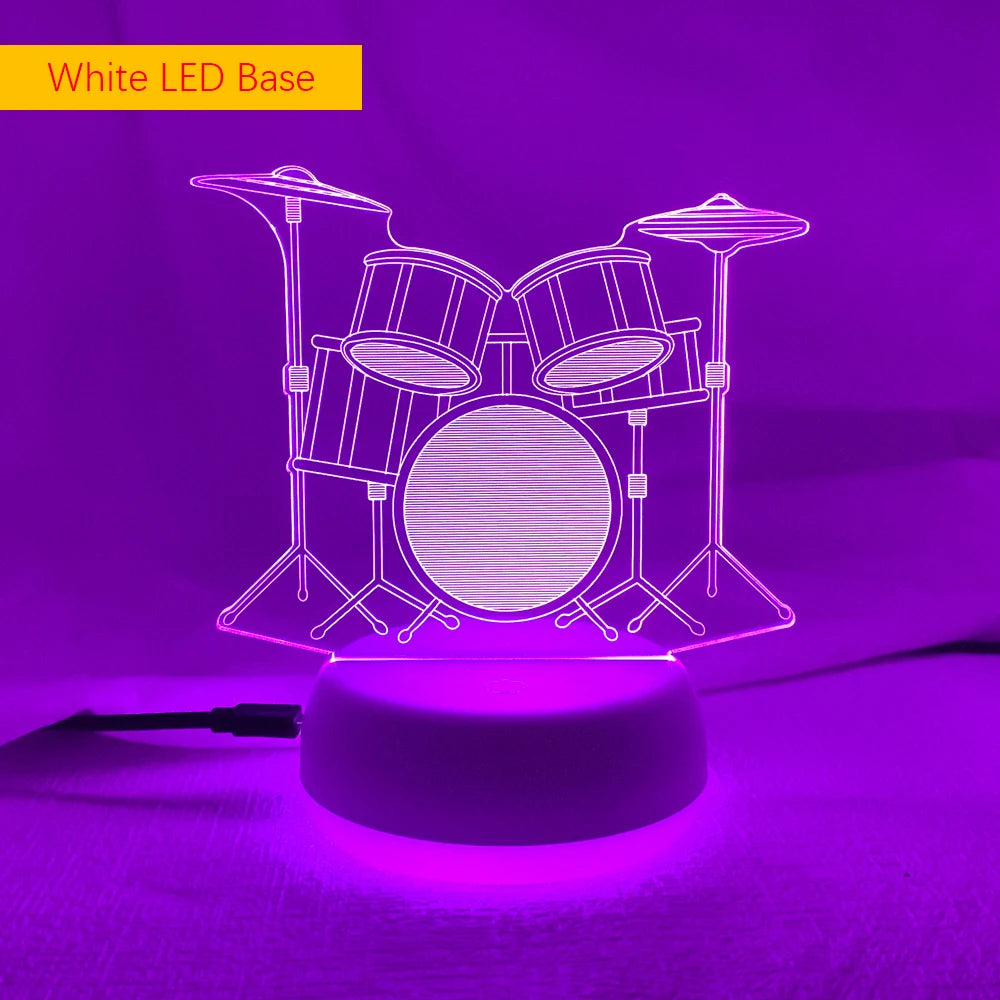 Creative Drum Set 3D Lamp LED with Remote & Touch Switch - 7 Color Change