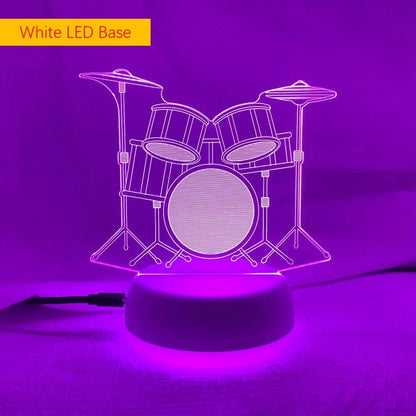 Kreative Schlagzeug-3D-Lampe LED mit Fernbedienung & Touch-Schalter - 7 Farbwechsel