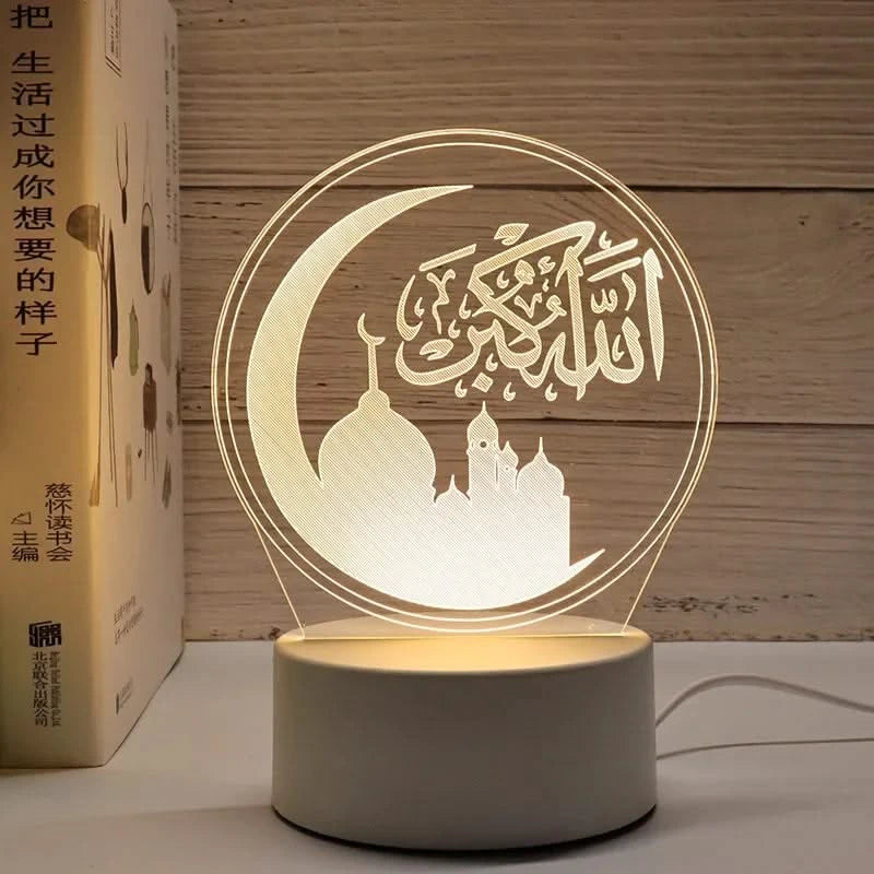 USB LED 3D Acrylic Night Light for Ramadan EID Mubarak Festival Decor